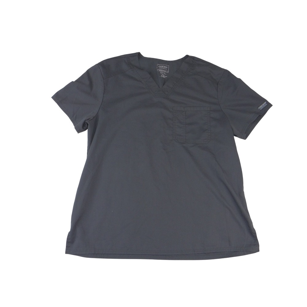 Cherokee Workwear Revolution Scrub Top Mens Large Gray V-Neck WW670 4049